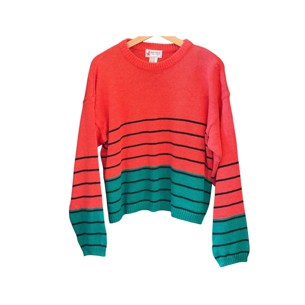 Vintage Crazy Horse Sweater Retro Colorblock 80s 90s Kidcore Pullover